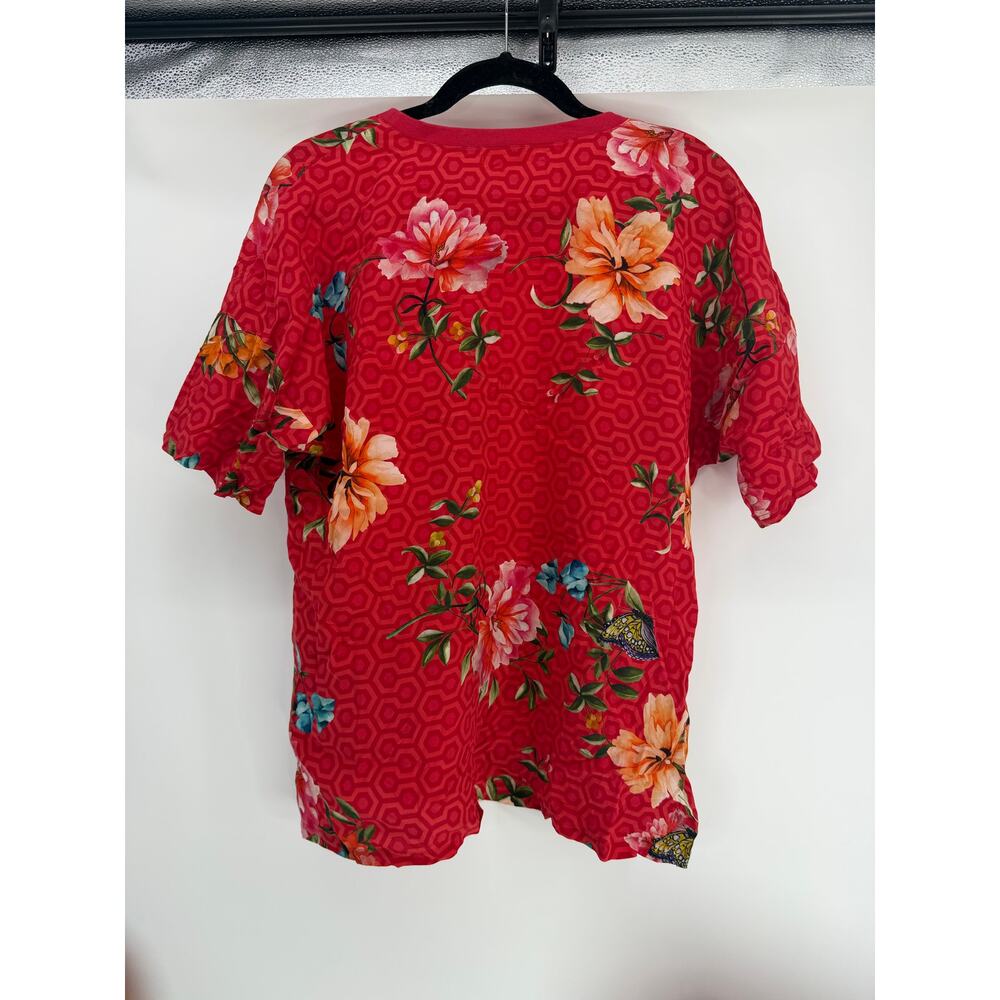 JOHHNY WAS abstract floral print silk blouse